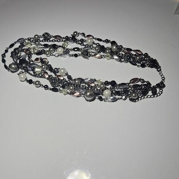 **Sale** Lia Sophia "Katie" Hematite Freshwater Pearl Multi-Strand Neck 22-25" - Picture 10 of 13